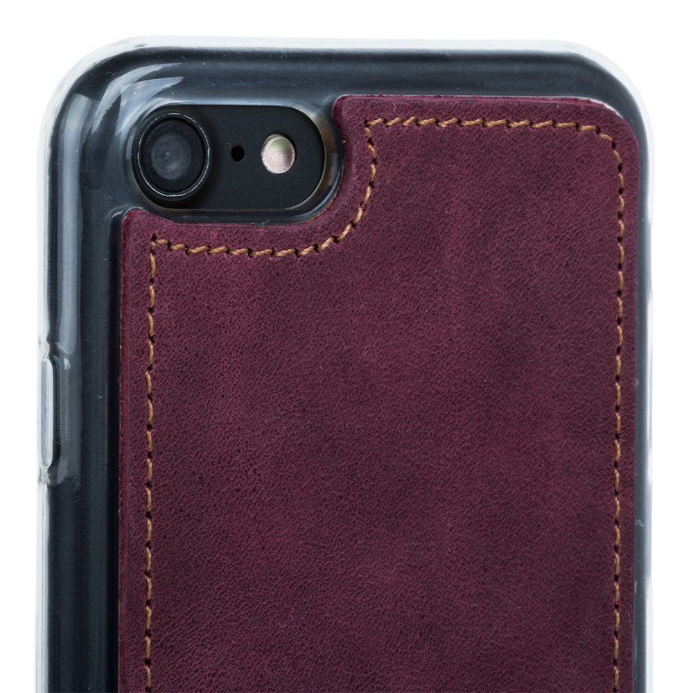 Genuine leather Back case - Burgundy - Transparent TPU