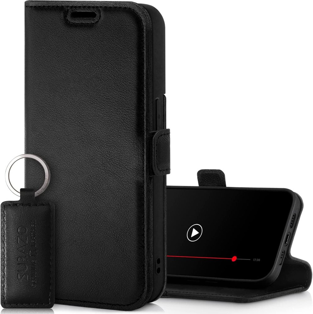 Genuine leather Kickstand Premium RFID - Costa Black - TPU Black