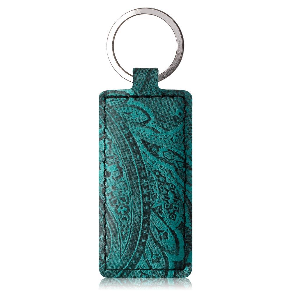 Genuine leather Kickstand Premium RFID - Ornament Turquoise - TPU Black