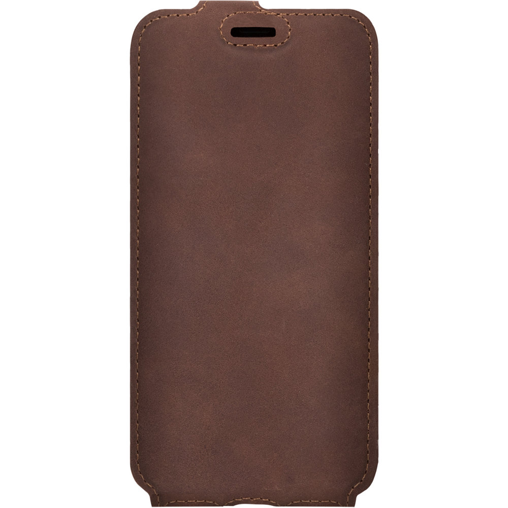 Natural leather Flip case - Nut - Transparent TPU