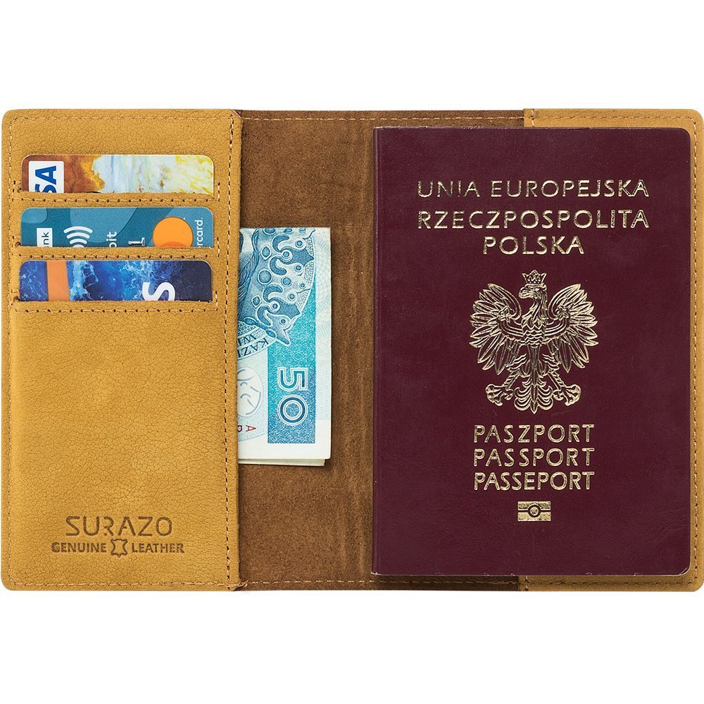 Passport case with card slot - Nubuk Black