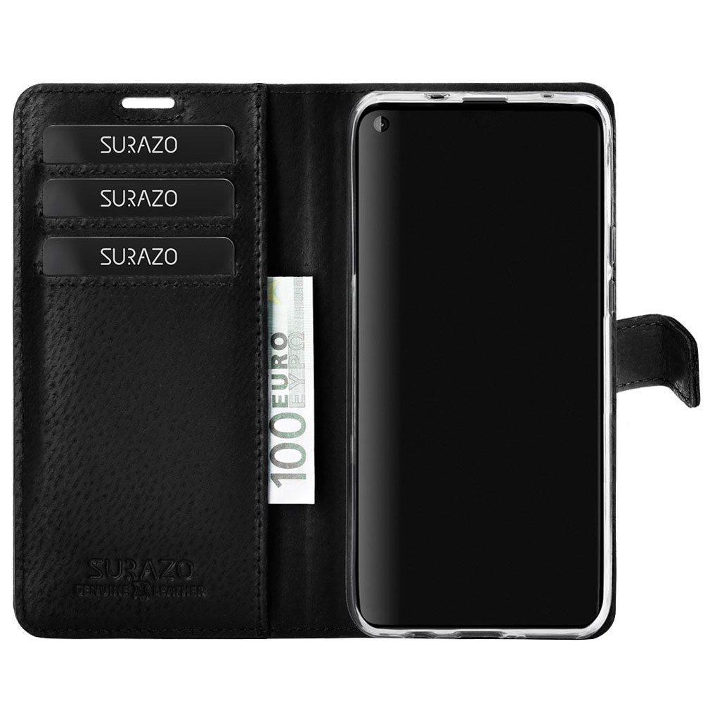 Wallet case Duo - Nubuck Black and Nut - Transparent TPU