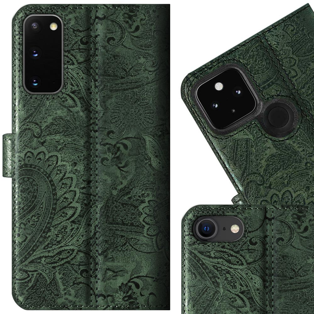 Wallet case - Ornament Green - Transparent TPU